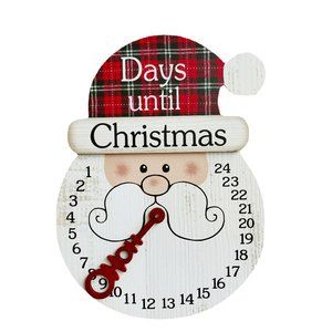 Santa Claus Christmas Countdown Ornament Wooden Wall Hanging‎ NWOT